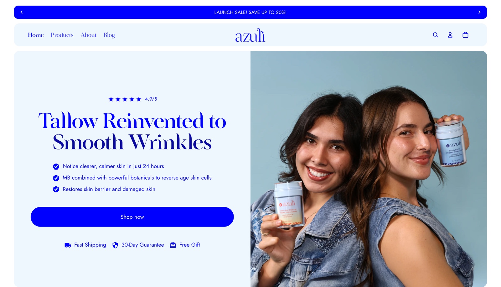 Azuli storefront homepage on desktop
