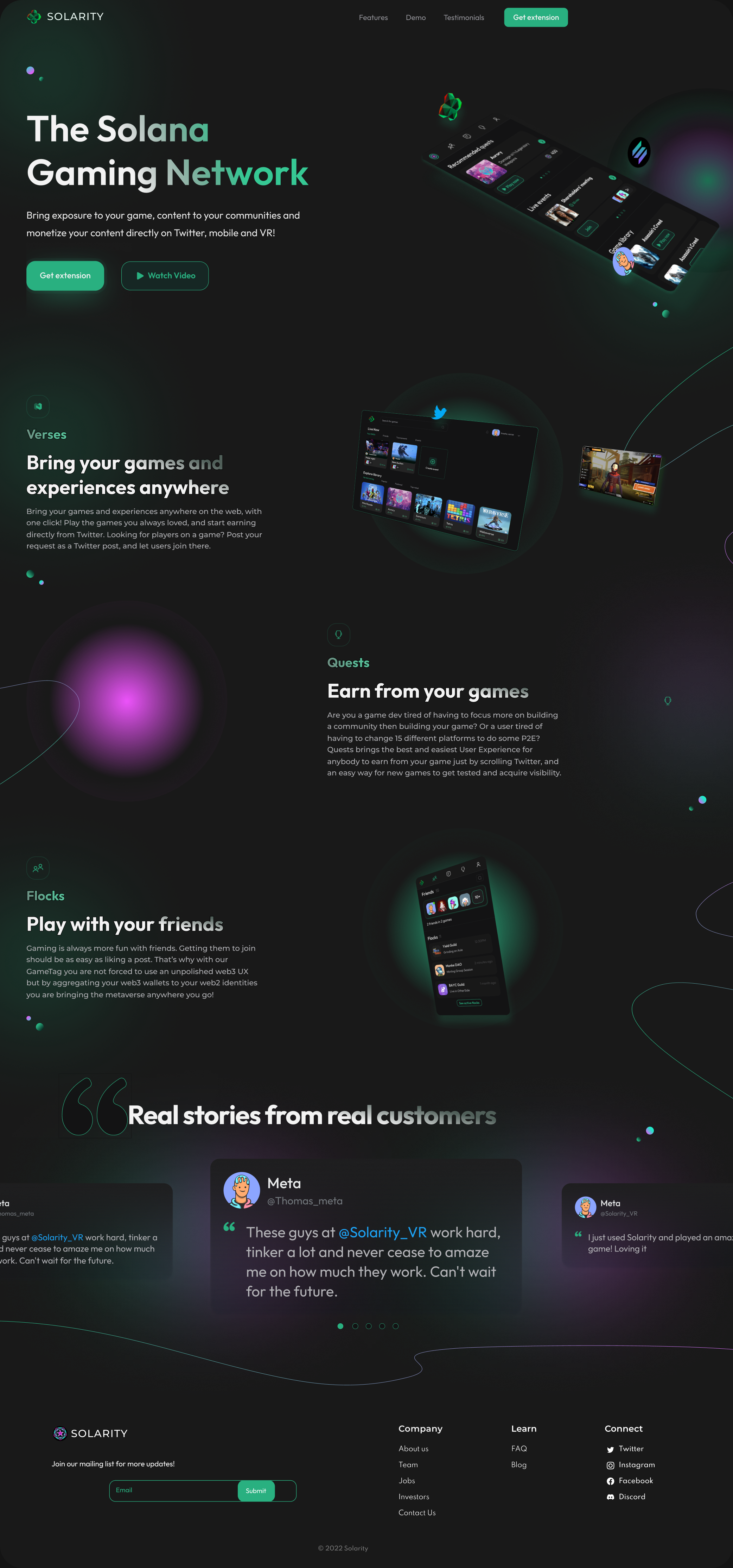 Solarity landing page